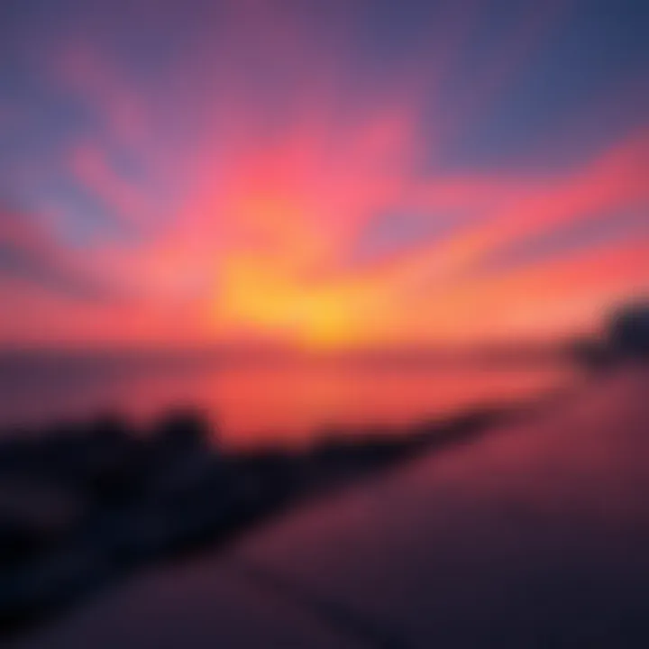 Stunning sunset view over The Pointe Beach with vibrant hues reflecting on the water