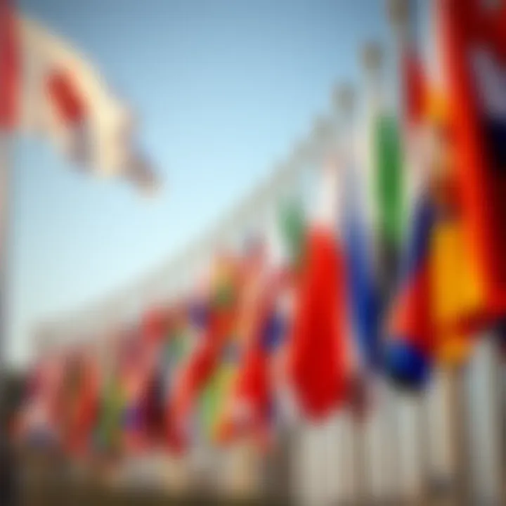 Diverse flags representing nationalities involved in Dubai's real estate market