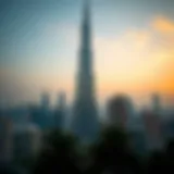 Burj Khalifa towering above the Dubai skyline