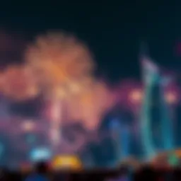 Celebration of UAE National Day with fireworks