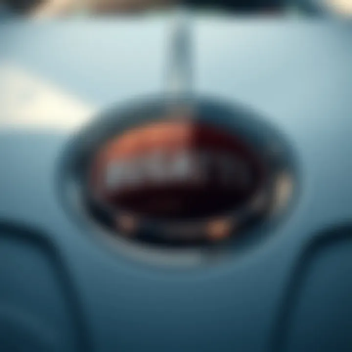 Close-up of Bugatti emblem highlighting craftsmanship