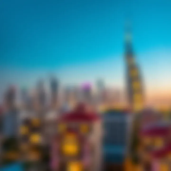 Dubai skyline with real estate properties in focus