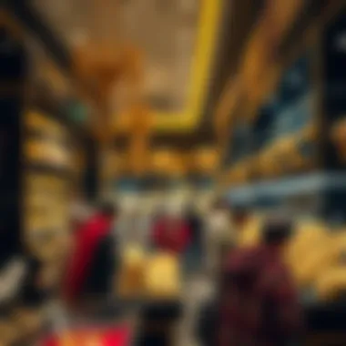 Dubai's Vibrant Gold Buying Experience A bustling gold buying experience at a Dubai jewelry shop.