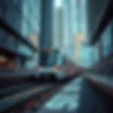 Dubai Metro train navigating through modern architecture