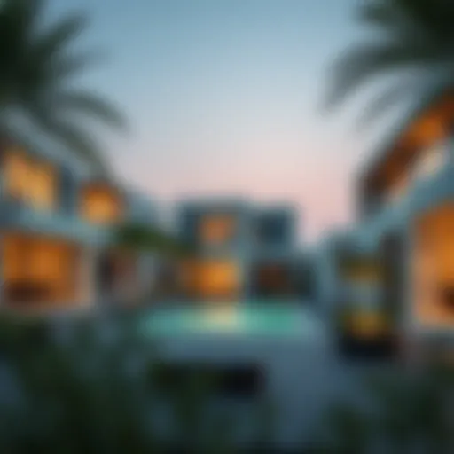 A stunning view of modern villas in Dubai showcasing contemporary architecture