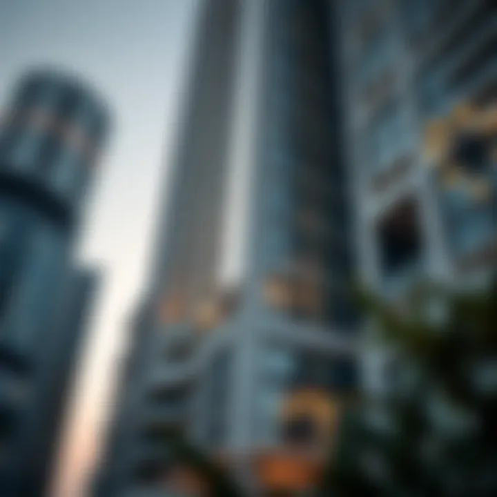 Architectural close-up of Park Place Tower highlighting its modern façade.