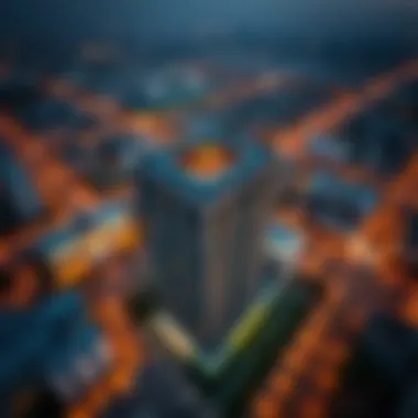 Aerial view of Mankhool with Ajdan Building highlighted