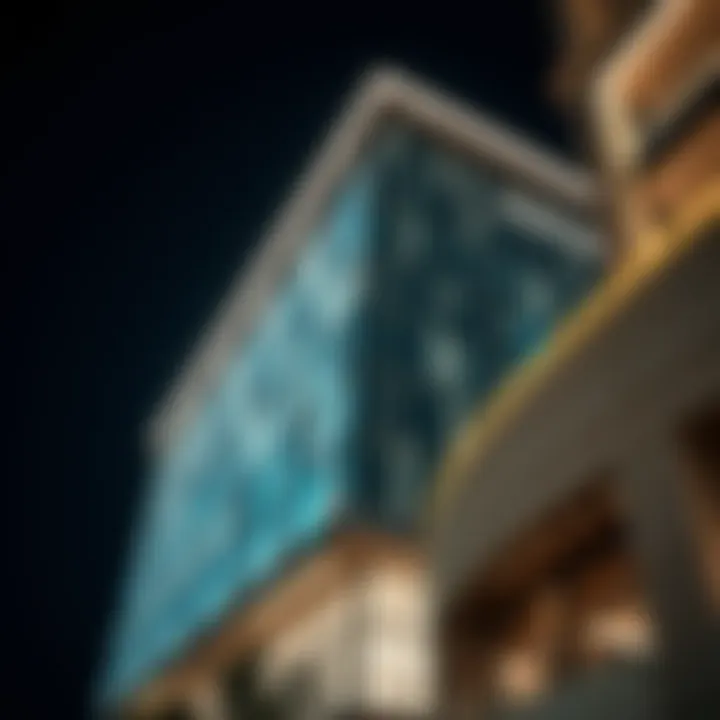 Architectural detail of Ajdan Building showcasing its modern design