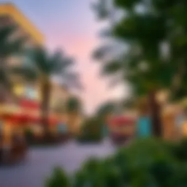 Vibrant community amenities including parks and shopping areas in Majan