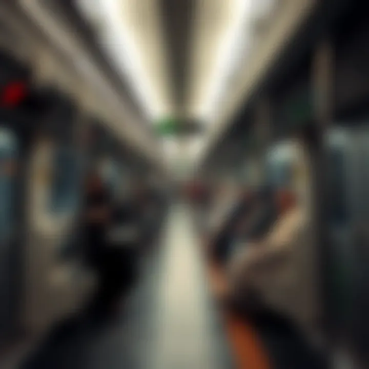 Commuters using the Red Line Metro during off-peak times