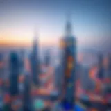 Stunning aerial view of Uniestate Prime Tower against Dubai skyline