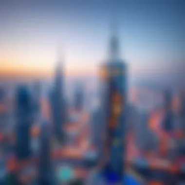 Aerial View of Uniestate Prime Tower Stunning aerial view of Uniestate Prime Tower against Dubai skyline