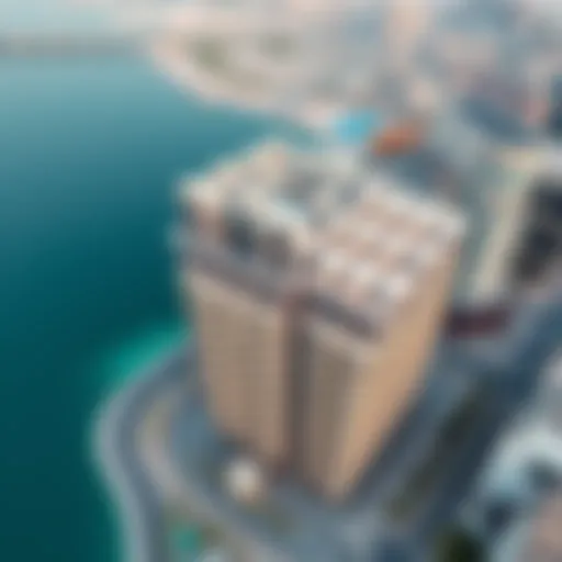 Aerial view of Wafra Square Building showcasing its unique architectural structure