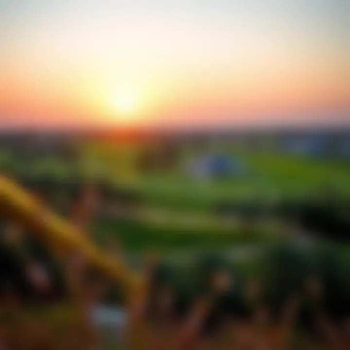 Panoramic sunset view showcasing the serene golf course environment