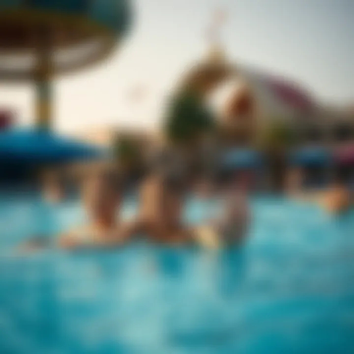 Family Fun in the Wave Pool of Yas Waterworld Family enjoying a wave pool at Yas Waterworld