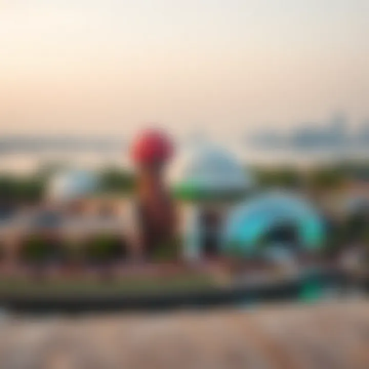 Yas Waterworld: A Jewel Against the Abu Dhabi Skyline Scenic view of Yas Waterworld with Abu Dhabi skyline